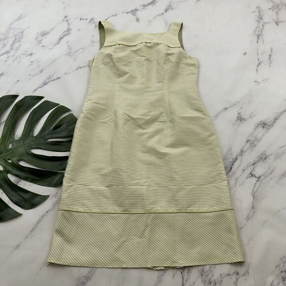 Talbots Dresses & Skirts - Talbots Vintage Y2k Silk Sheath Dress Size 6 Petite Green White Square Neck